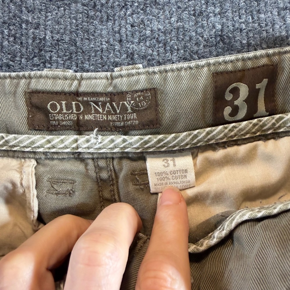 Old Navy Mens Vintage Khaki Shorts Tan Cotton Size 31 Gorpcore Dadcore Y2K - Picture 2 of 6